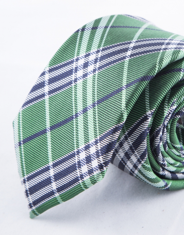 Green and blue checked tie