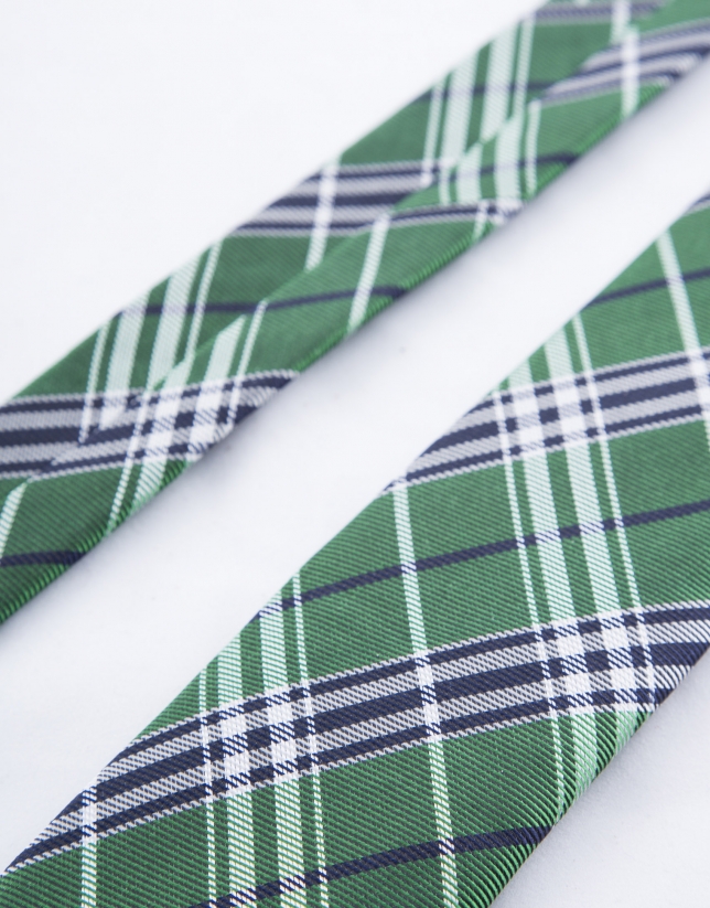 Green and blue checked tie