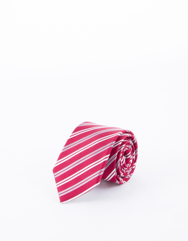 Red and white striped tie 