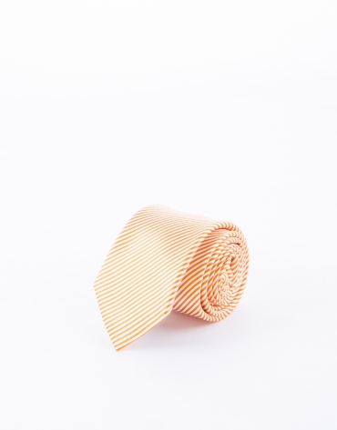 Orange and white striped tie 