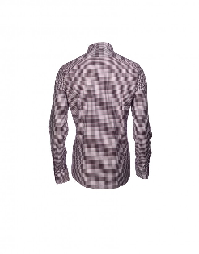 Camisa sport Vichy burdeos/gris