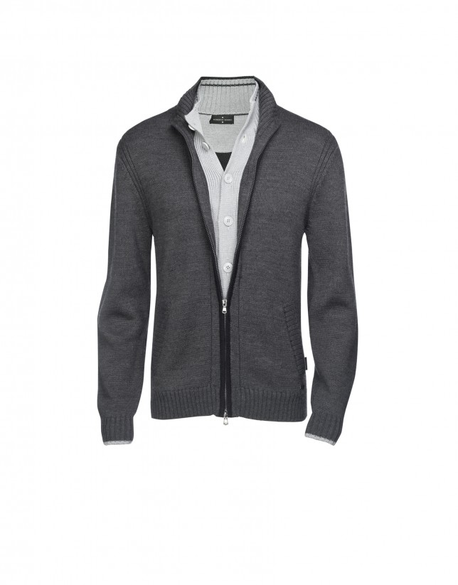 Grey zippered cardigan