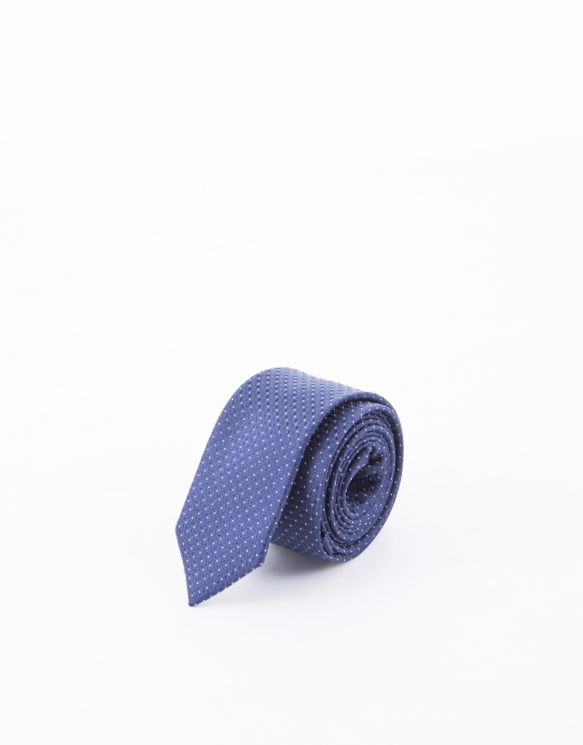 Tie with navy blue and white motifs