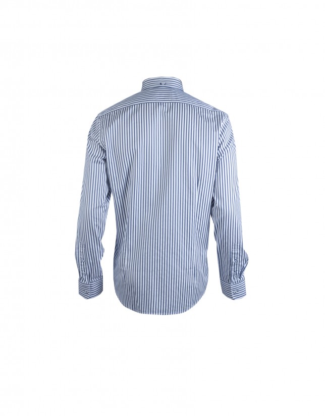 Grey and blue striped casual shirt 