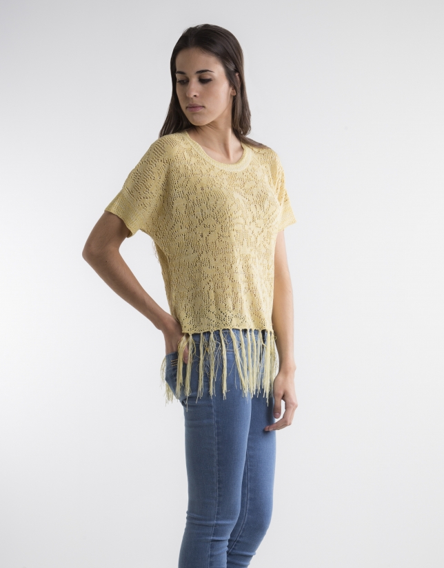 Yellow sweater with fringe