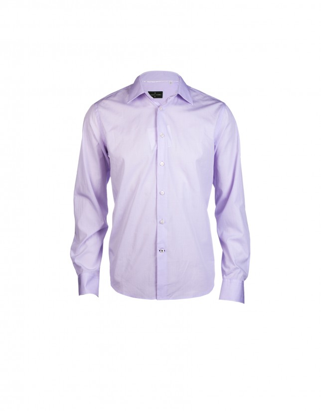 Light purple micro checked formal shirt