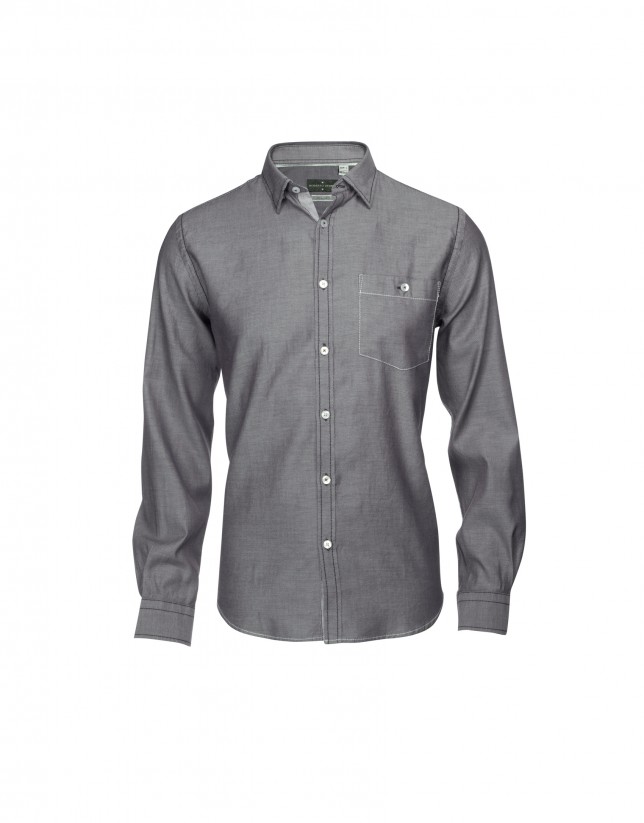 Brown/white casual shirt with elbow patches