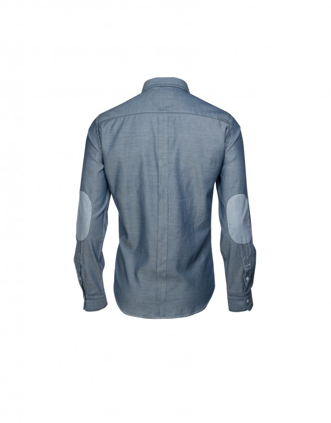 Blue/white casual shirt with elbow patches