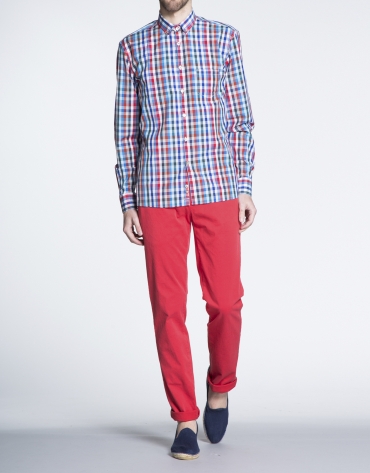 Blue and red checked sports shirt 