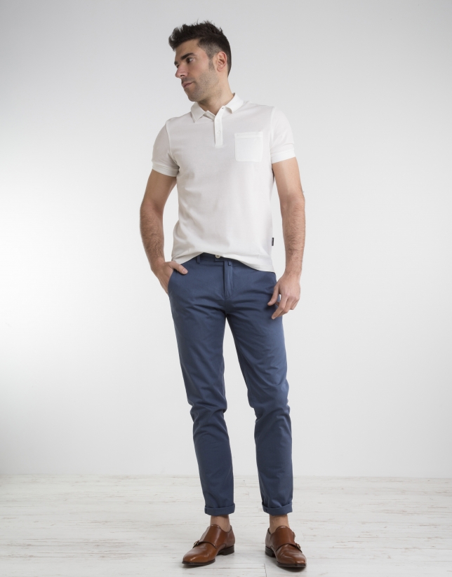 Blue structured chino pants