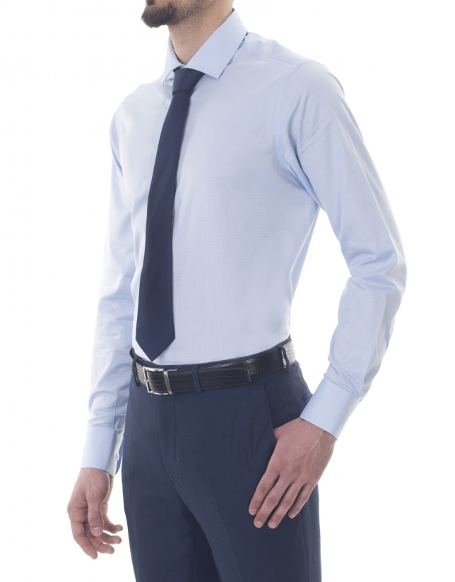 Light blue jacquard premium fit dress shirt