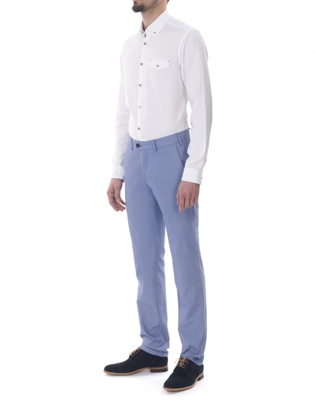Pantalón sport microdibujo azulón y blanco