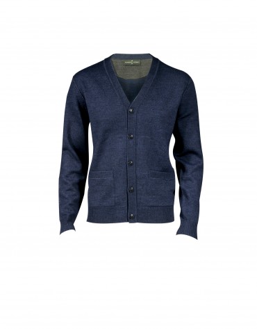 Blue cardigan in 100% wool