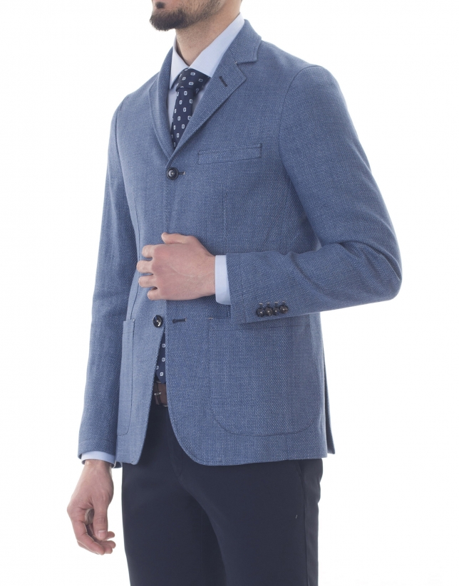 Blue and gray microprint sport jacket
