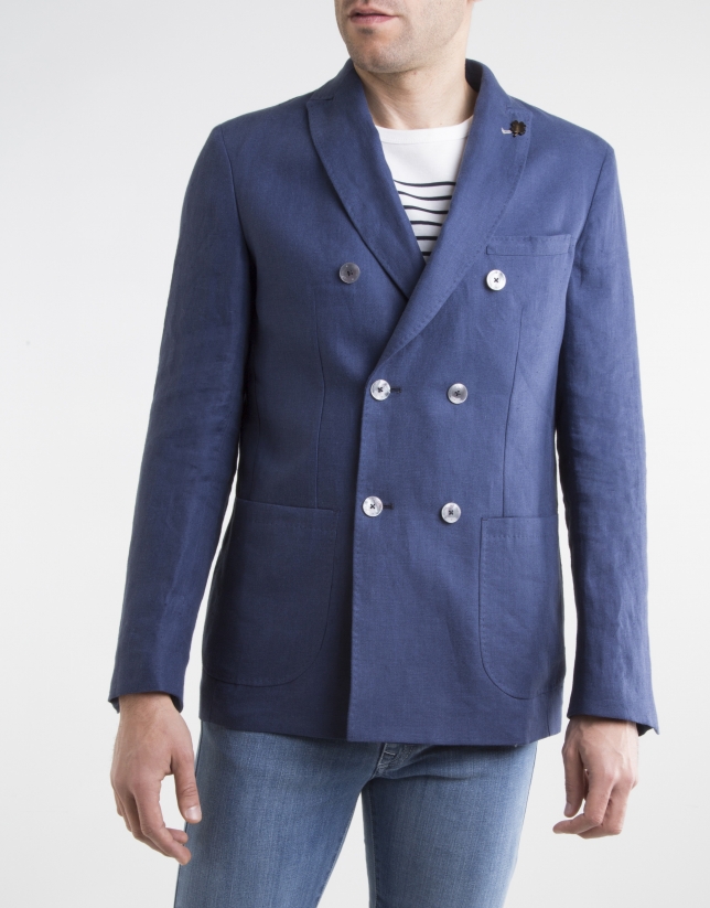 Navy blue cotton/linen sport coat 