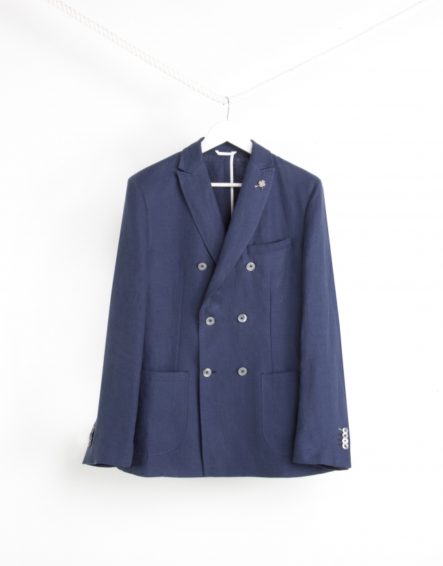 Navy blue cotton/linen sport coat 