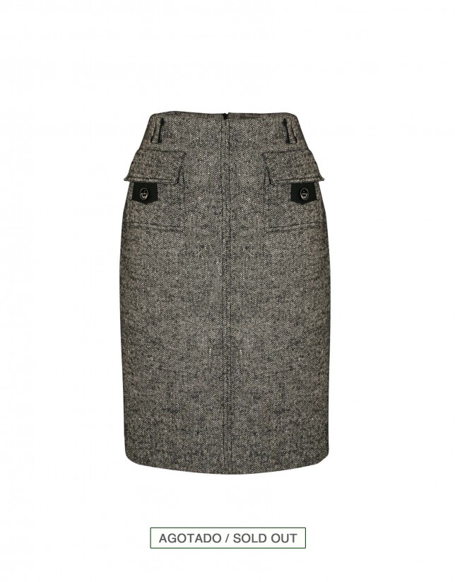 Grey herringbone skirt