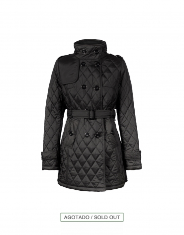 Long black quilted parka