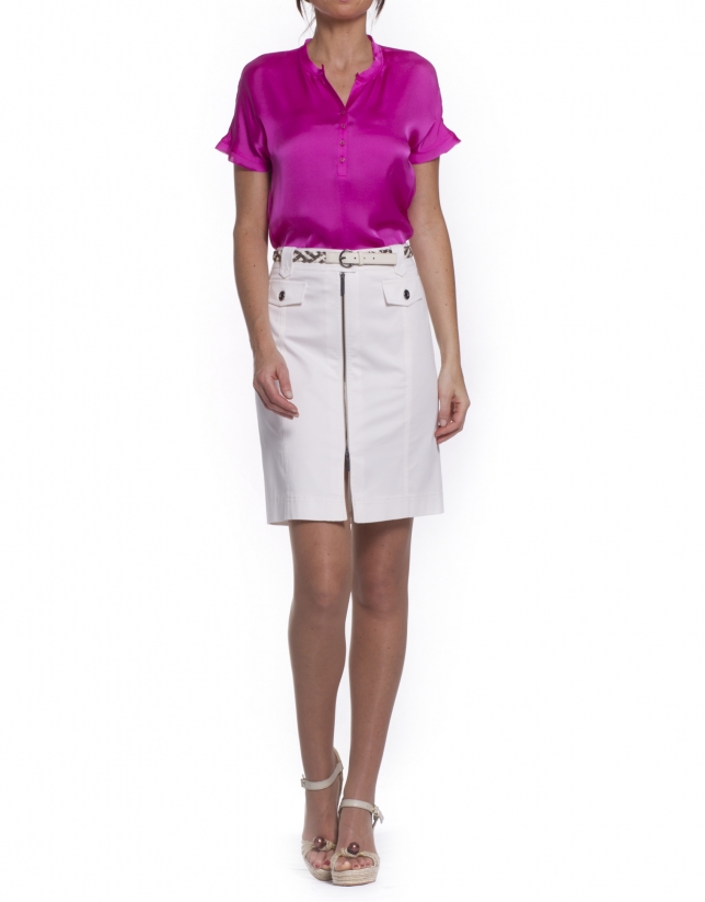 Straight off-white cotton skirt 