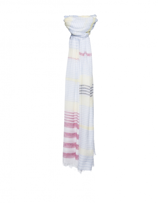Grey and red striped scarf