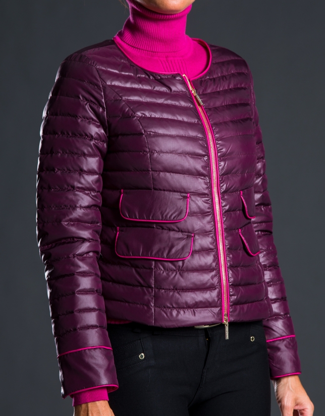 Short fuchsia - aubergine ski jacket 