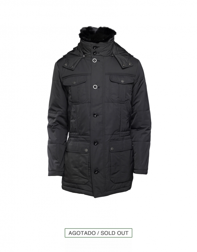 Black casual quilted anorak