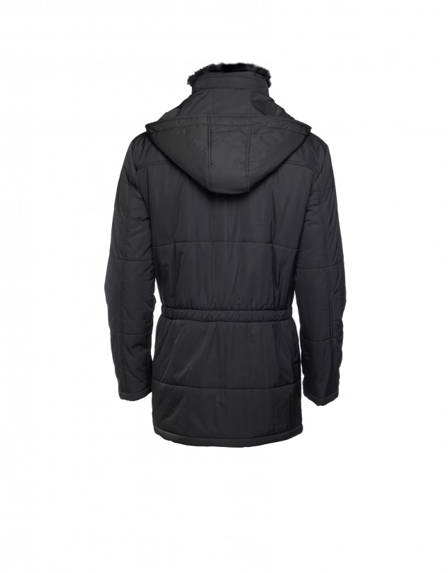 Black casual quilted anorak