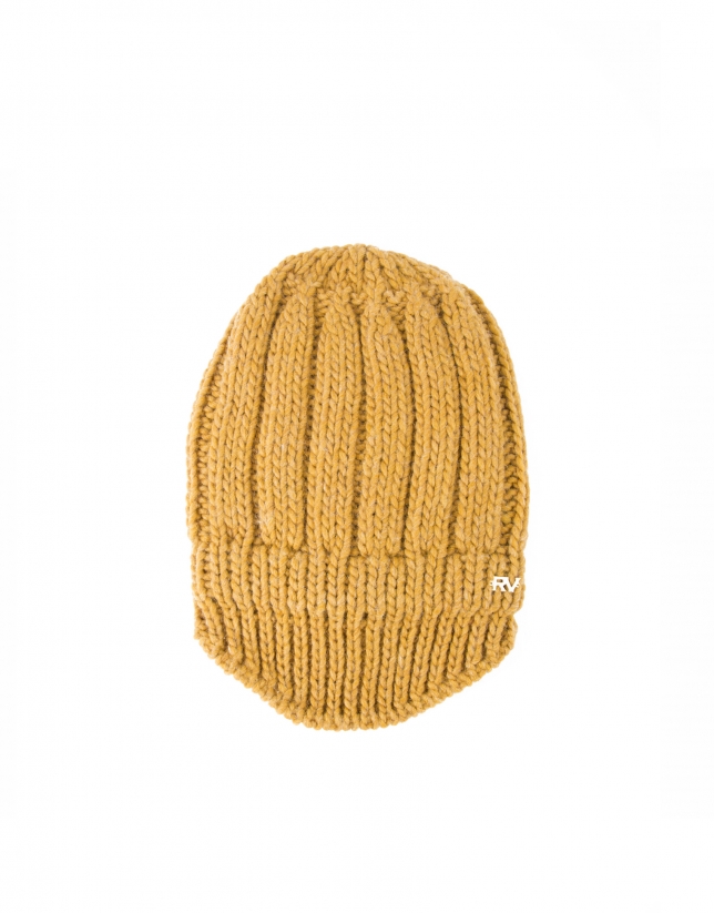 Mustard knit cap with visor 
