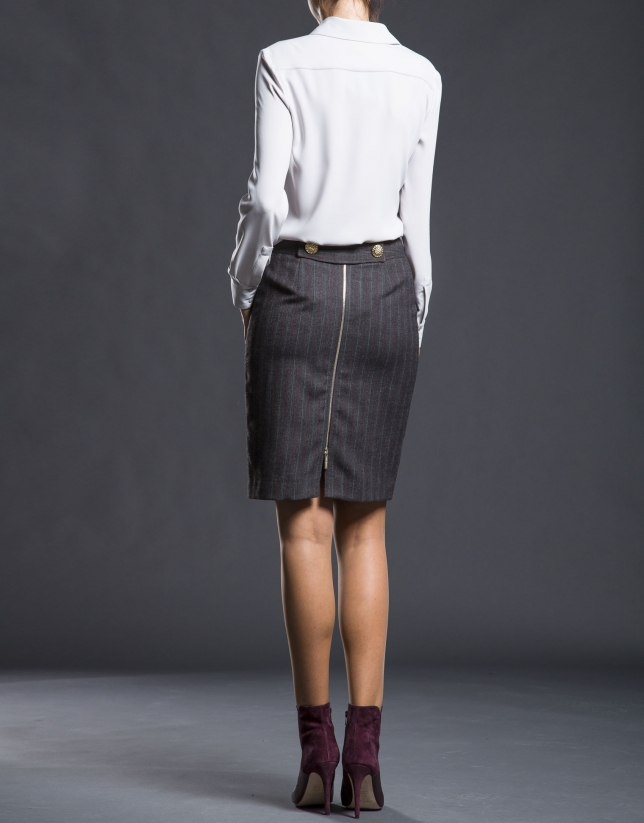 Gray straight skirt with flaps