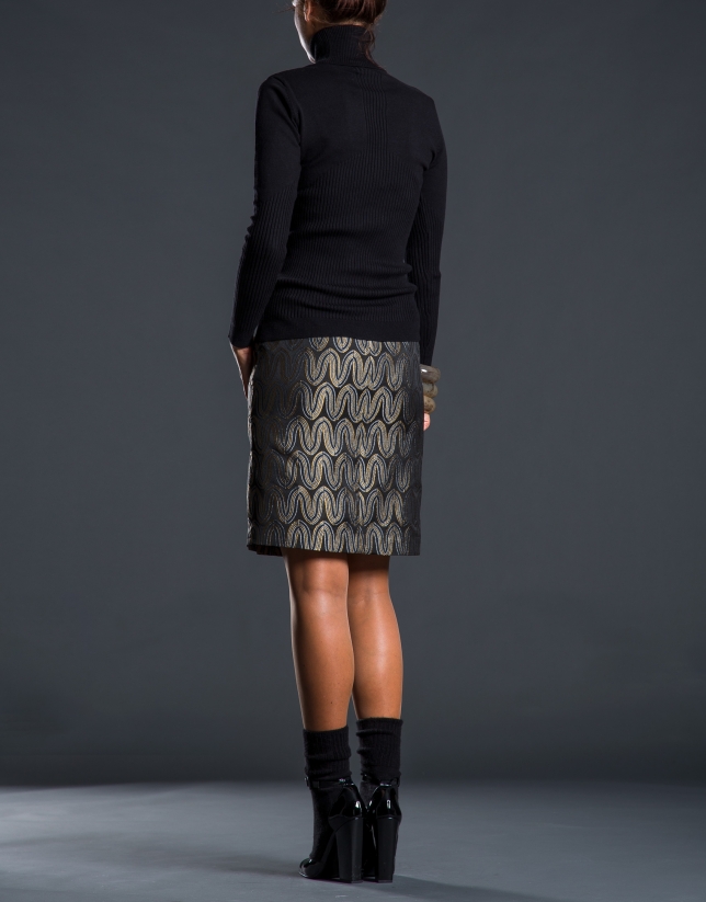 Gilded jacquard skirt with pockets
