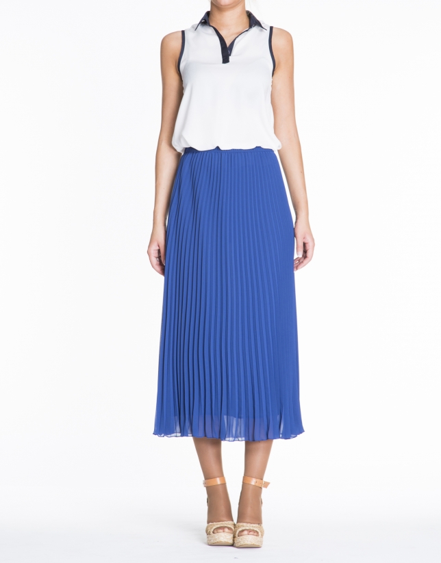 Blue Klein long pleated skirt