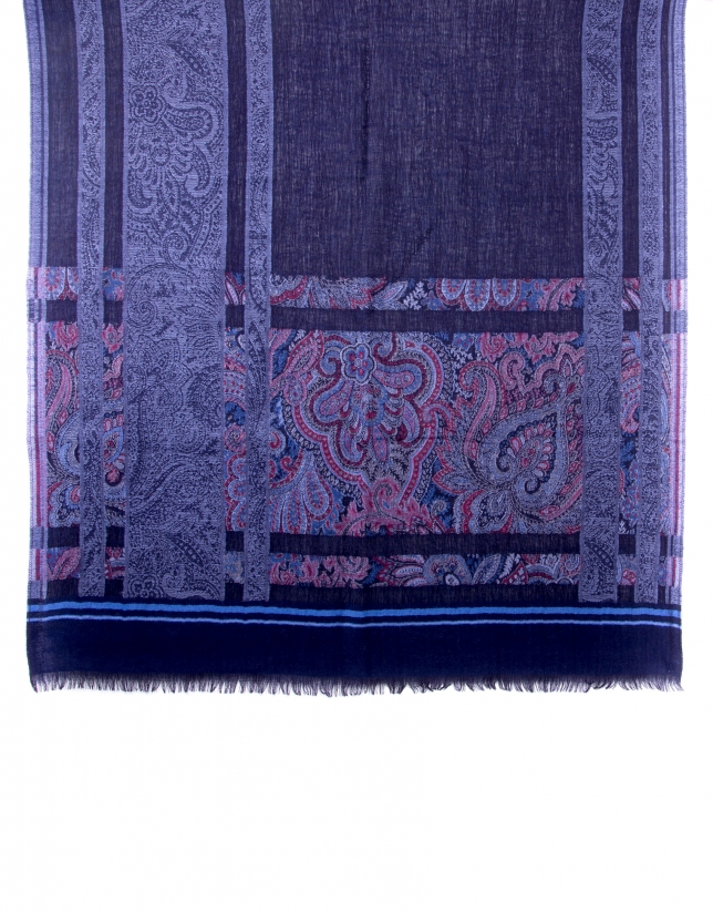 Blue scarf with motifs 
