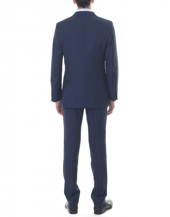 Navy blue microprint suit