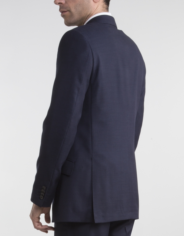 Navy blue microprint weave regular fit suit