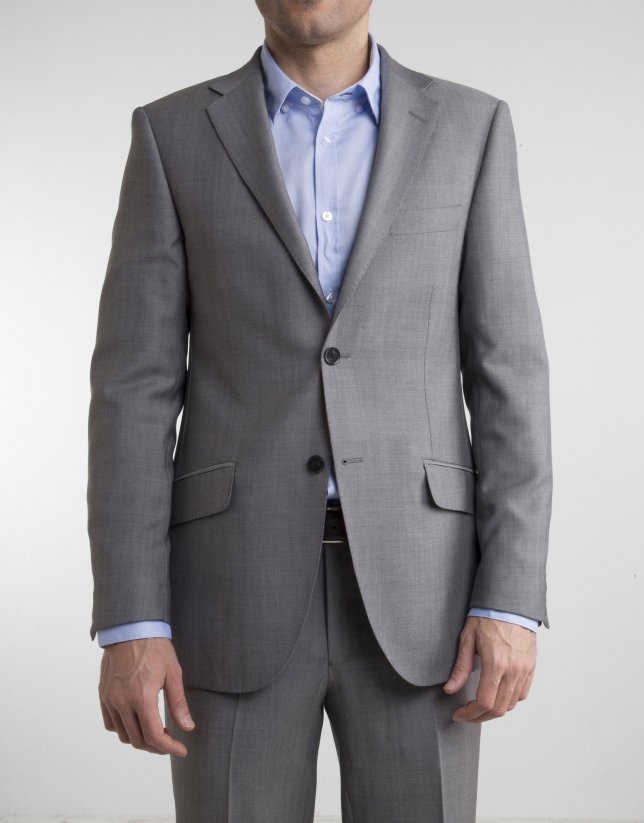 Gray structured regular fit suit