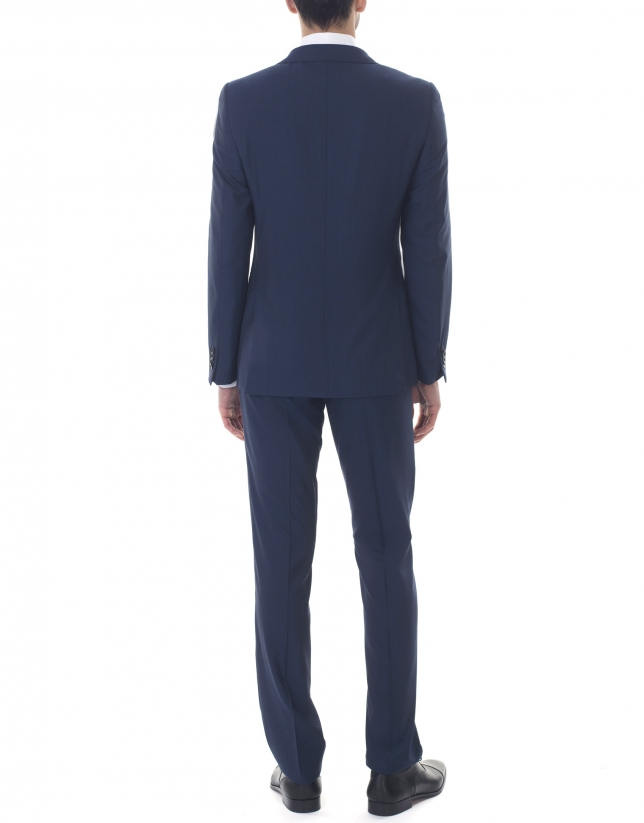 Plain blue slim fit suit 
