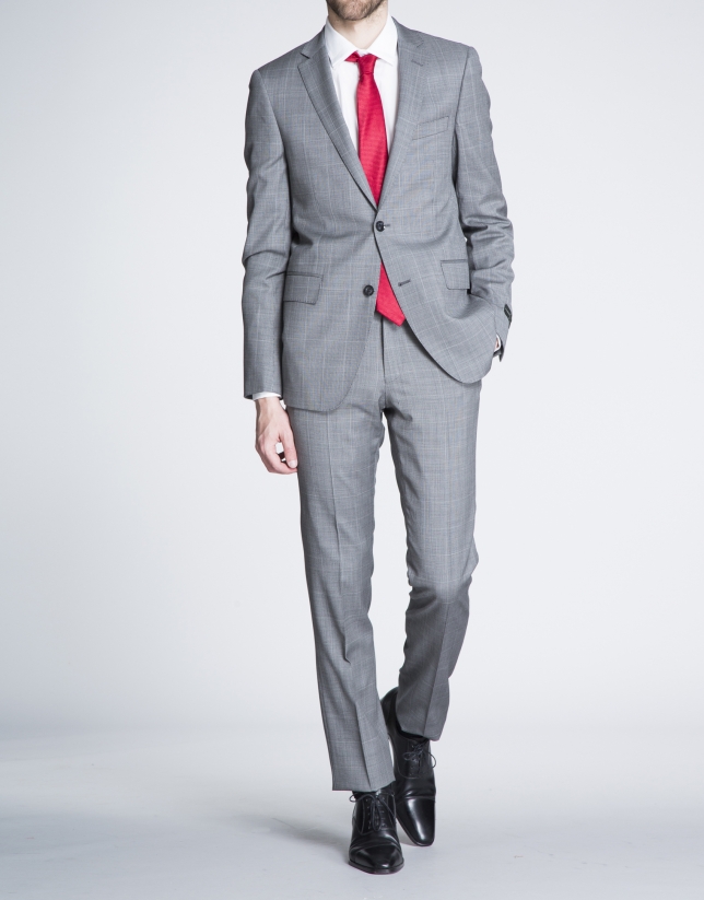 Taupe checked suit 