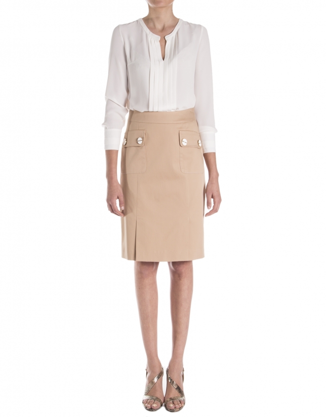 Skirt with flap pocket