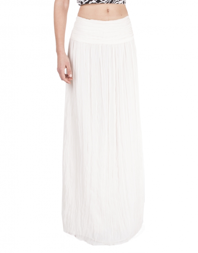 Long, off white, pleated skirt