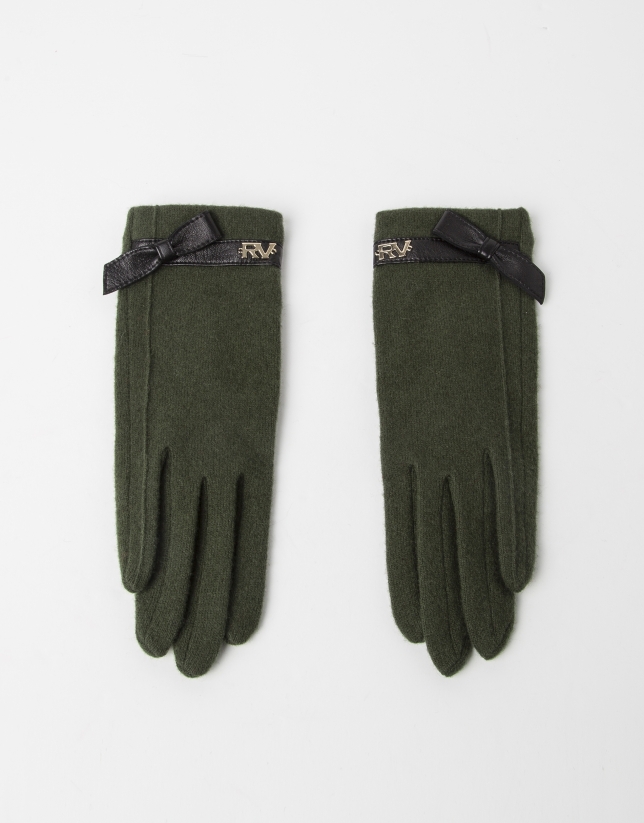 Green wool gloves