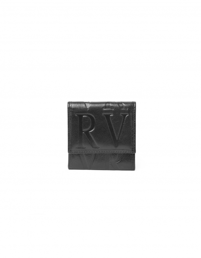 Black leather small change purse