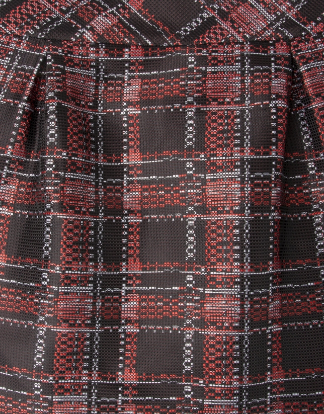 Red checked jacquard skirt