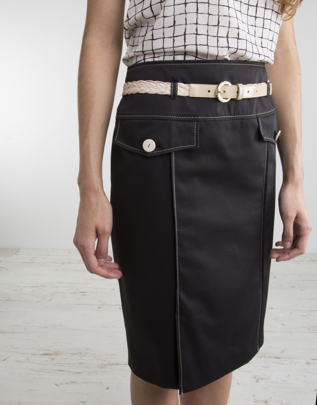 Falda recta negra Faldas - Mujer | Roberto Verino