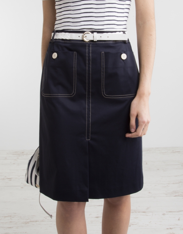 Navy blue straight skirt 