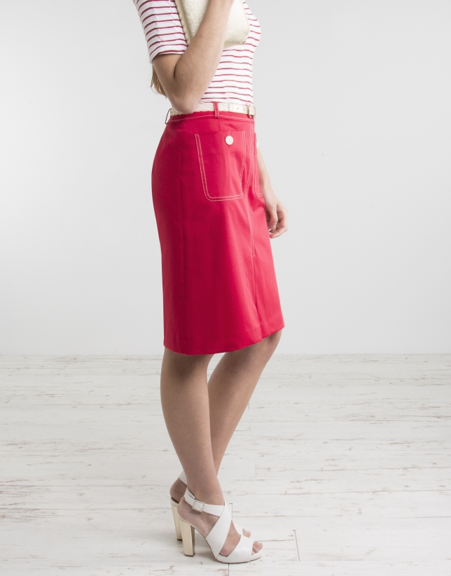 Red straight skirt 