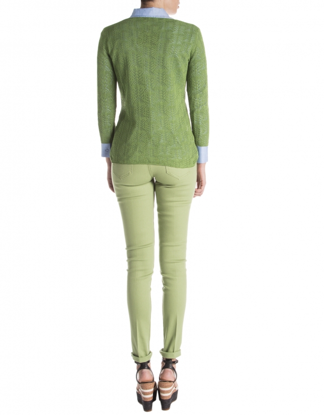 Green openwork sweater 