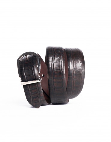 Engraved brown belt 100% cow leather 