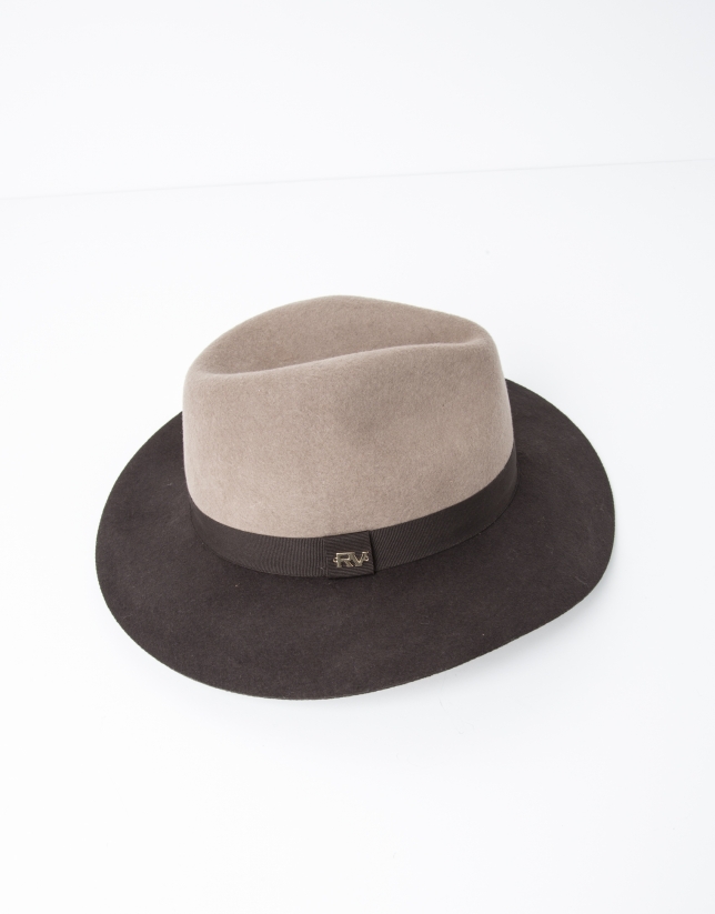 Sombrero bicolor topo y marrón