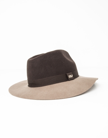 Beige and brown hat