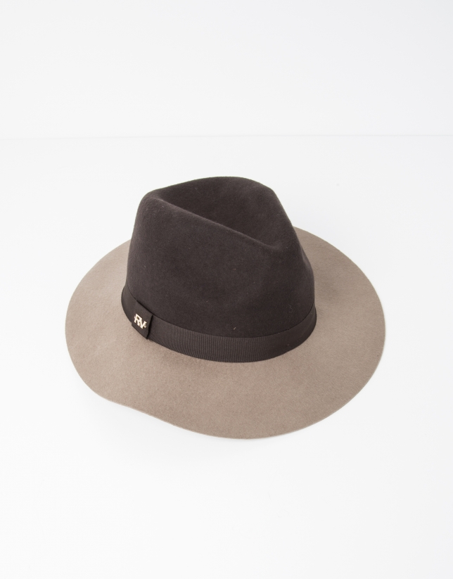 Sombrero bicolor marrón y topo
